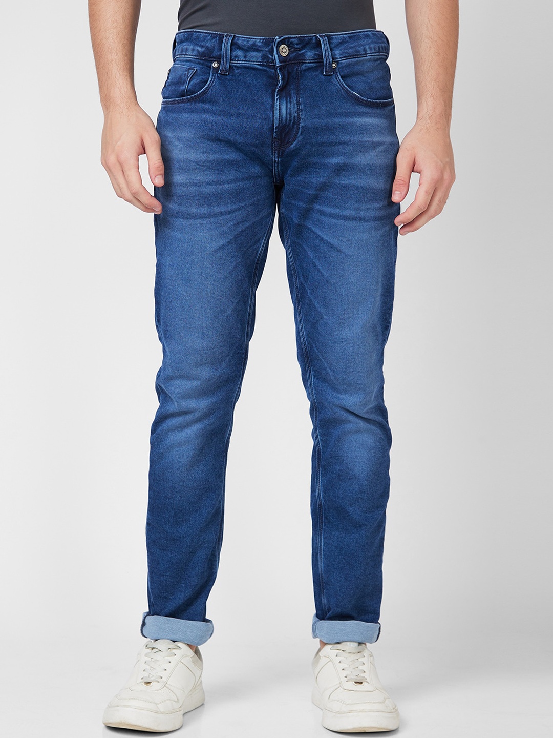 

SPYKAR Men Slim Fit Cotton Clean Look Jeans, Navy blue