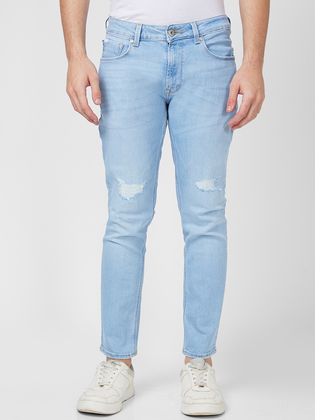 

SPYKAR Men Slim Fit Cotton Mildly Distressed Jeans, Blue