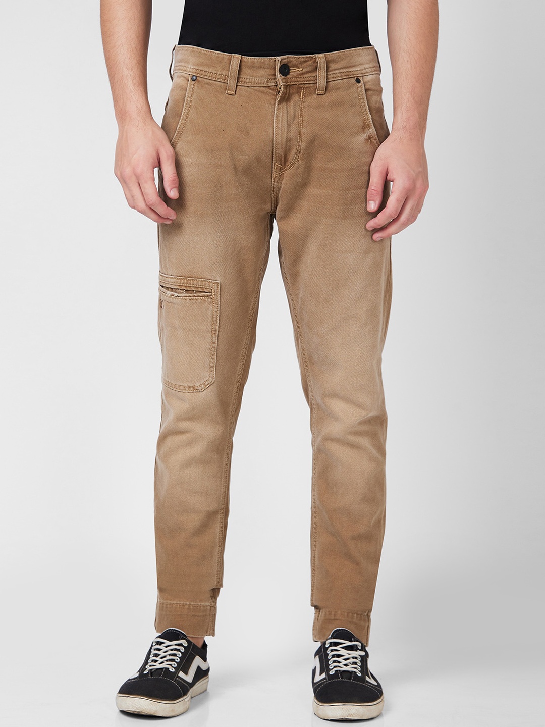 

SPYKAR Men Clean Look Mid-Rise Cotton Jeans, Khaki