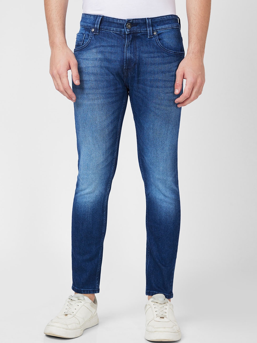 

SPYKAR Men Slim Fit Mid-Rise Clean Look Cotton Jeans, Blue