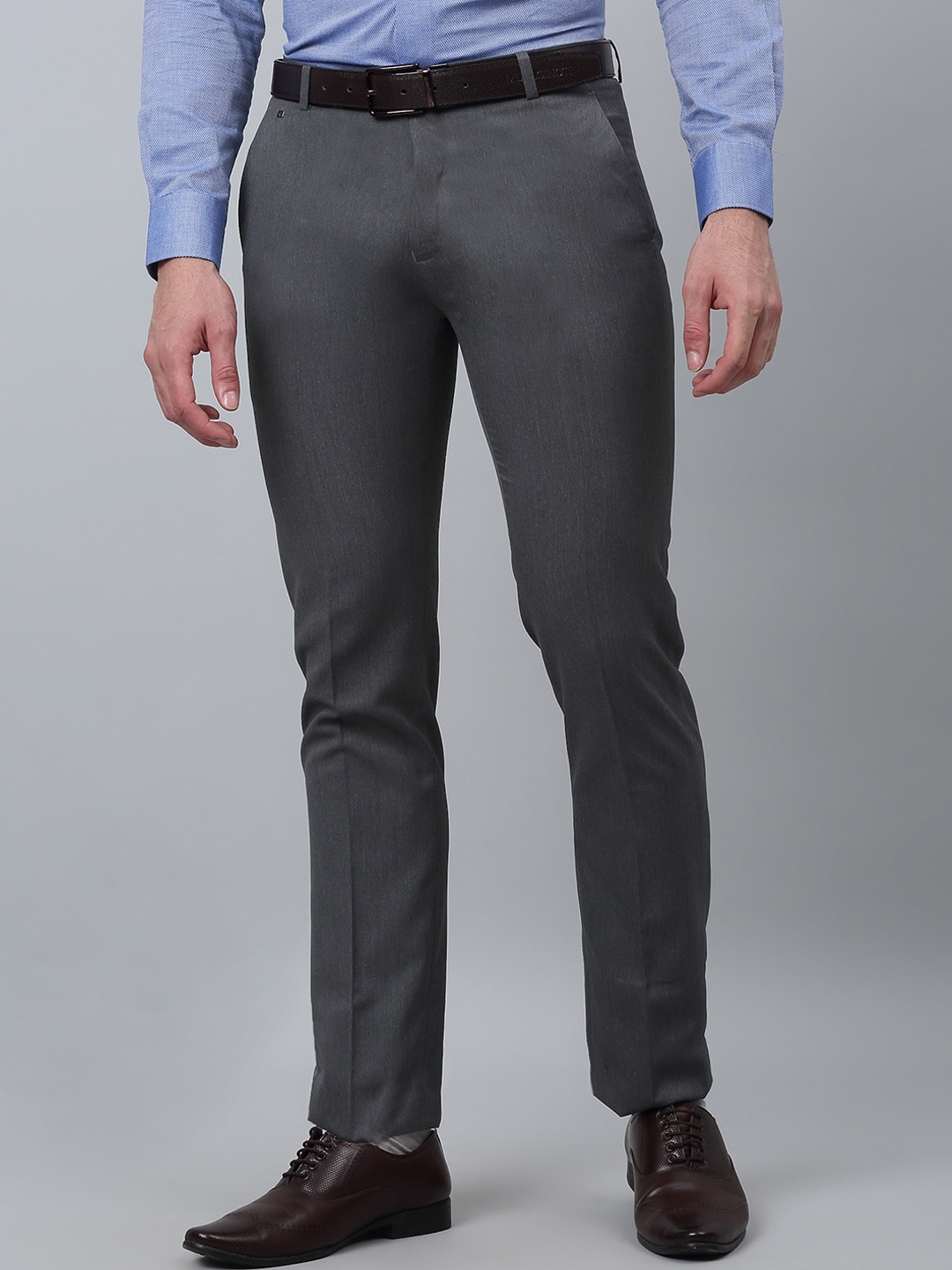 

Cantabil Men Mid Rise Formal Trousers, Grey