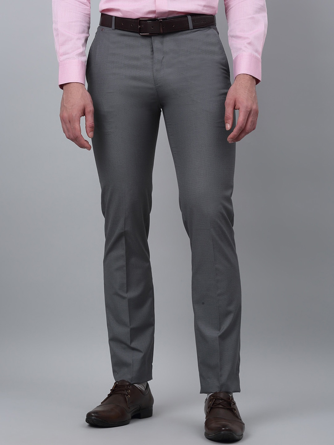 

Cantabil Men Self Design Mid-Rise Formal Trouser, Grey