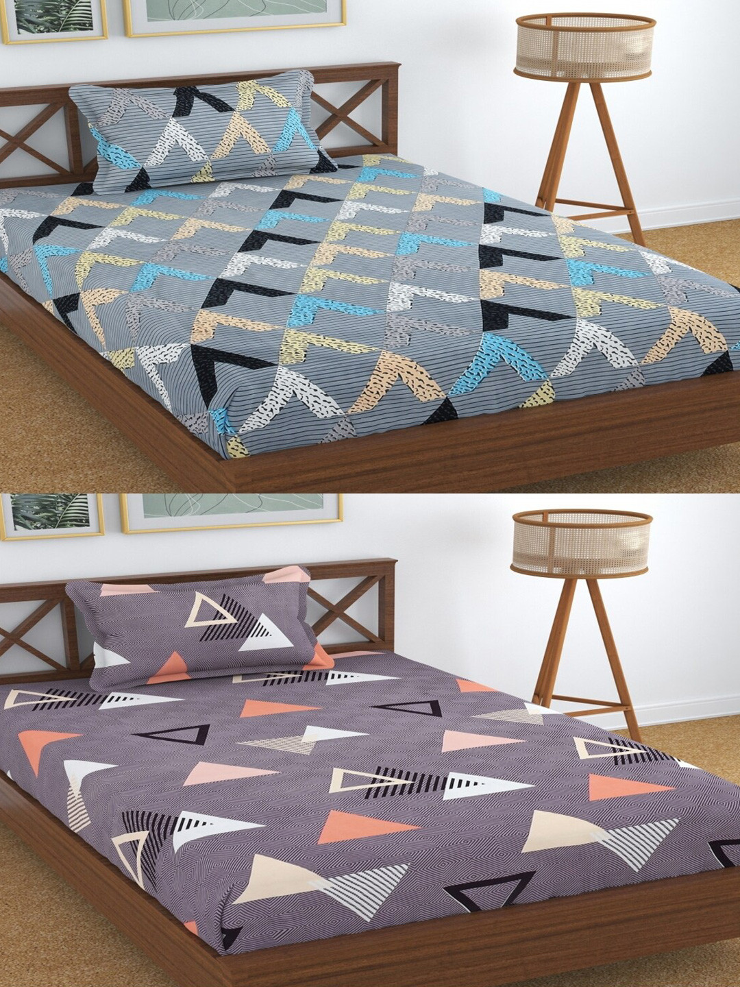 

Aura Grey & Blue Floral 180 TC 2 Single Bedsheet with 2 Pillow Covers