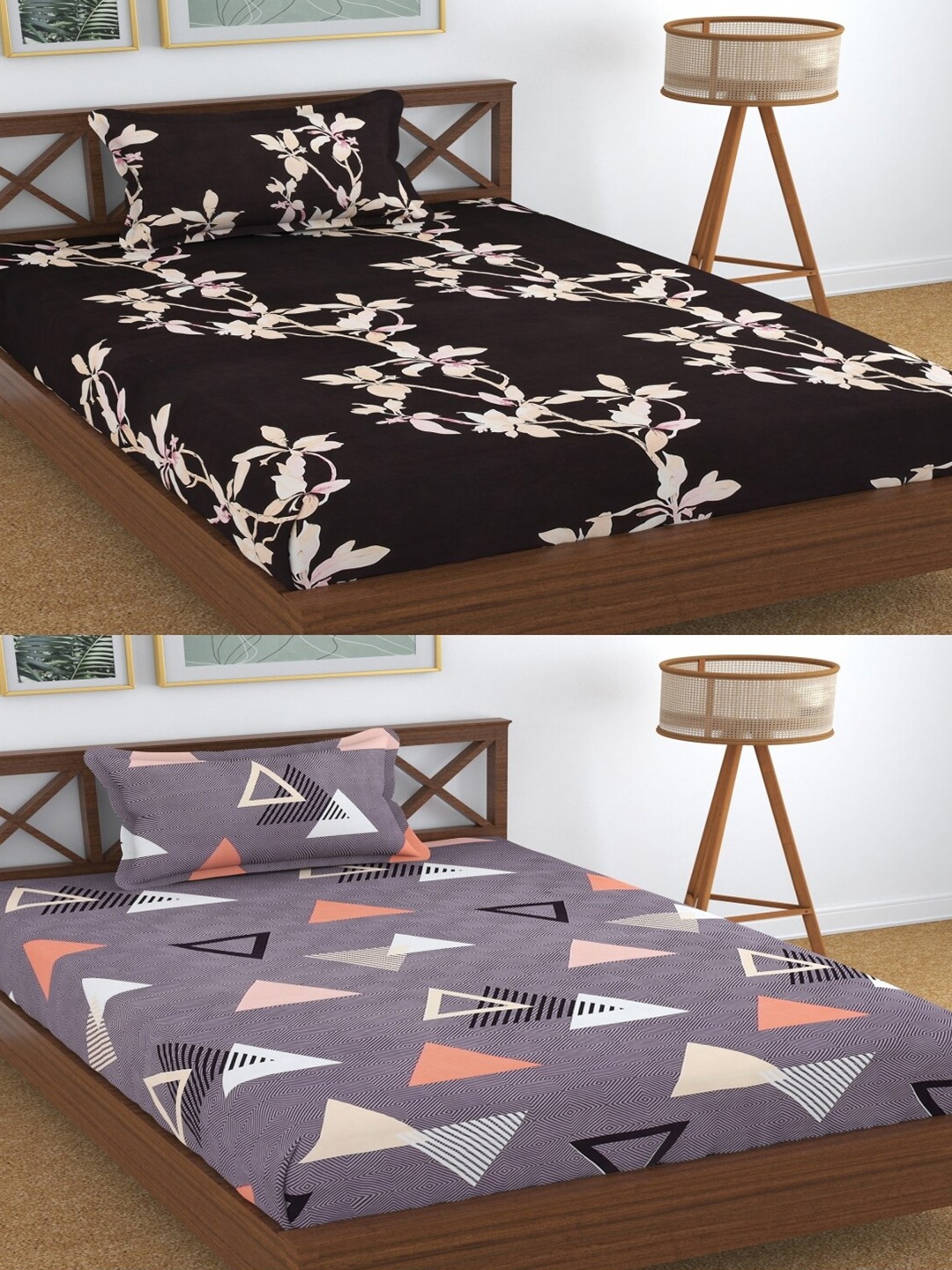 

Aura Dreams Purple & Maroon Floral 180 TC 2 Single Bedsheet with 2 Pillow Covers