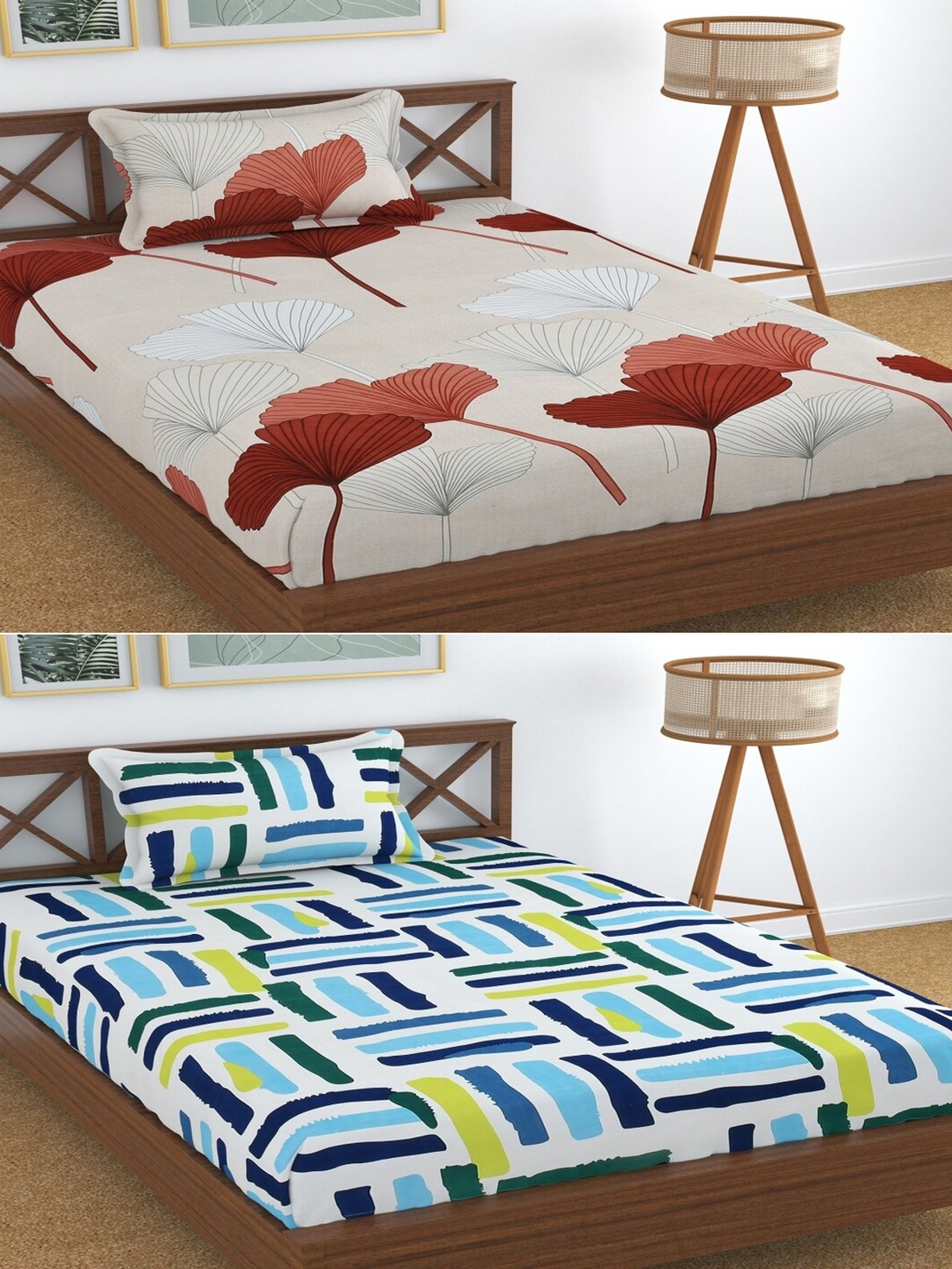 

Aura Beige & White Floral 180 TC 2 Single Bedsheet with 2 Pillow Covers