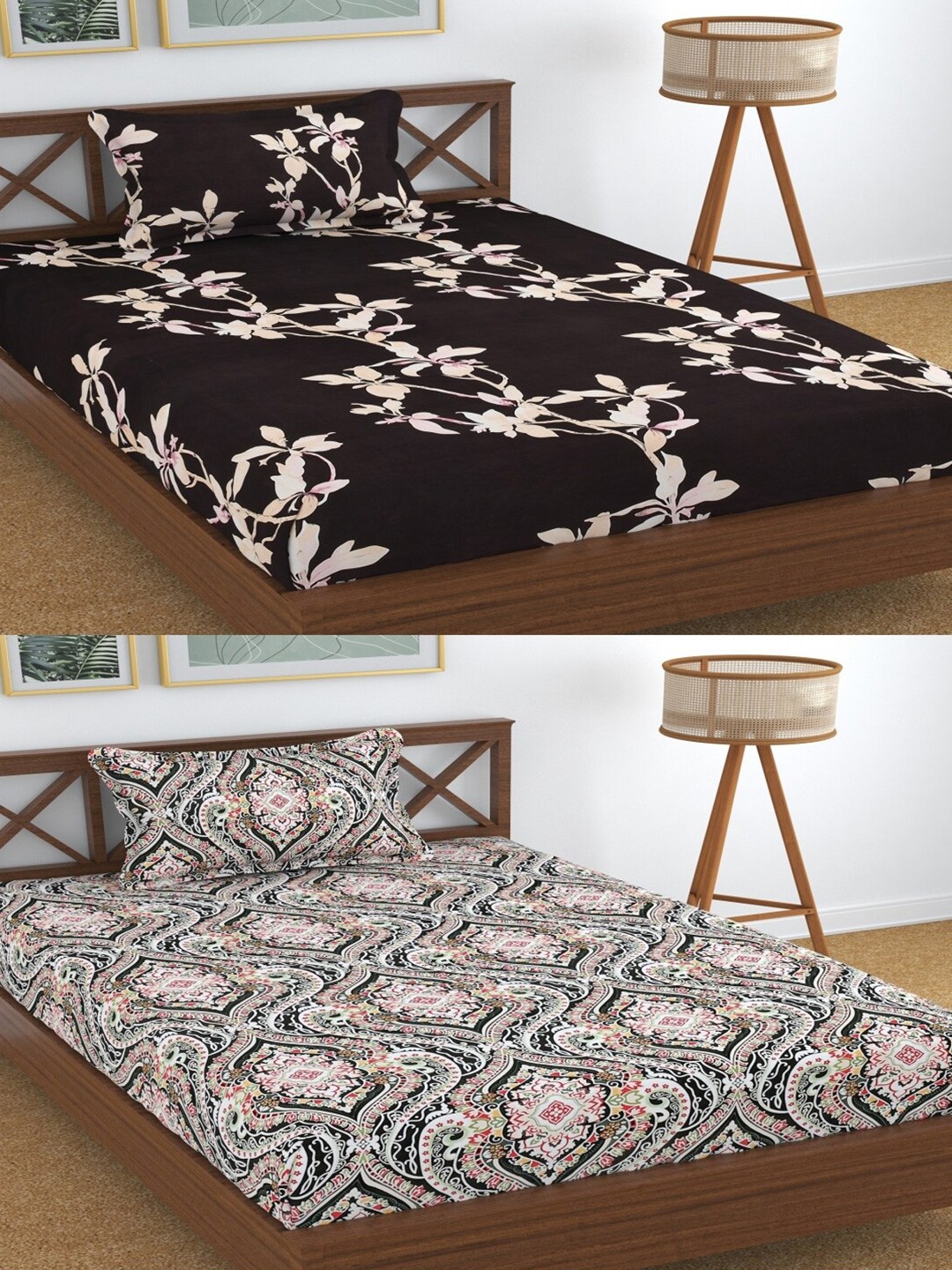 

Aura Black & White Printed 180 TC 2 Single Bedsheet with 2 Pillow Covers
