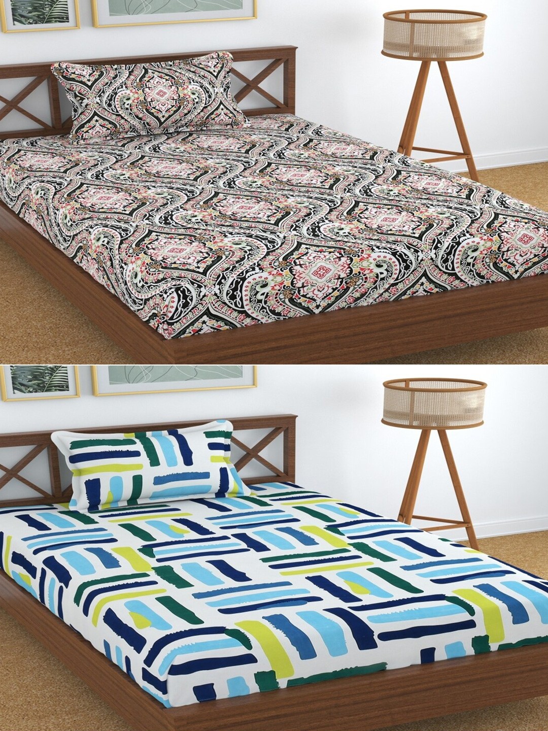

Aura Dreams Black Maroon Floral 180 TC 2 Single Bedsheet with 2 Pillow Covers
