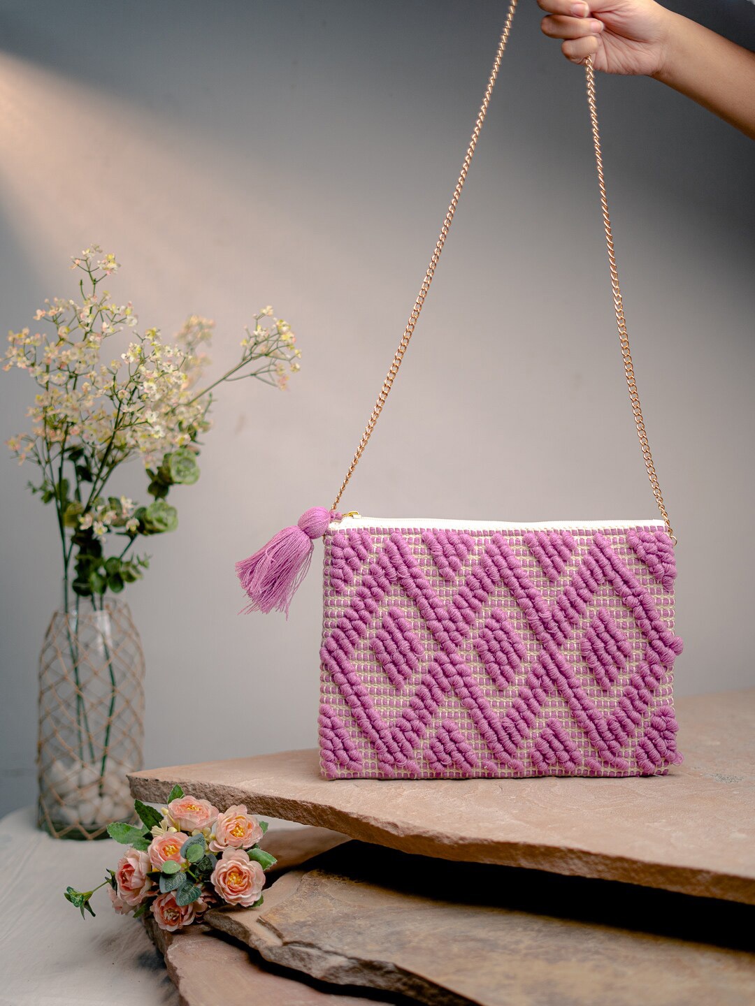

Anouk Textured Foldover Clutch, Purple