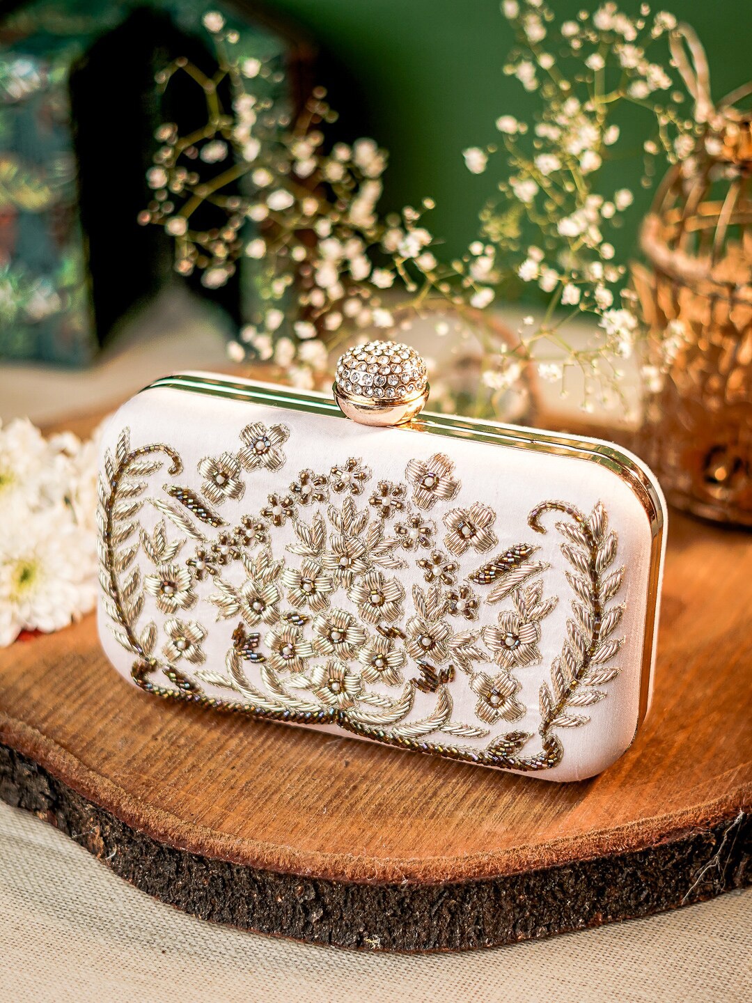 

Anouk Embellished Box Clutch, Peach