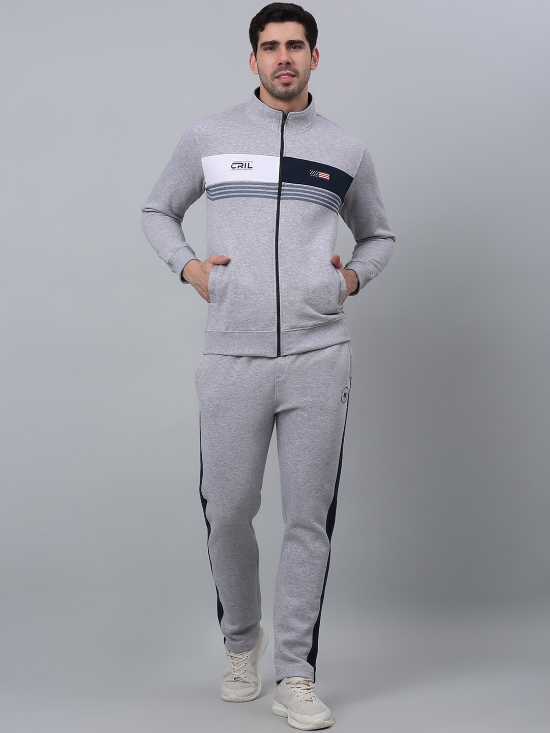 

Cantabil Mock Collar Mid-Rise Fleece Tracksuits, Grey