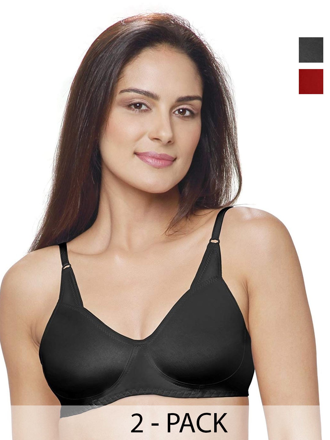 

Lovable Pack Of 2 Full Coverage Non Padded Cotton Everyday Bra With All Day Comfort, Black