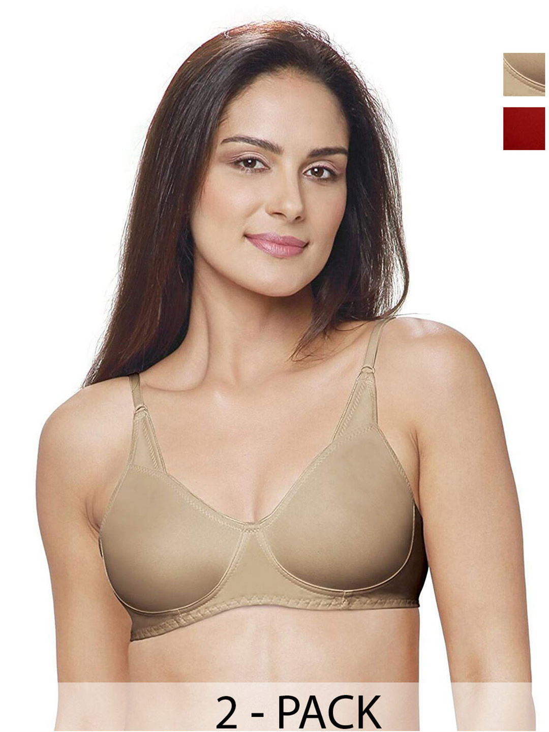 

Lovable Pack Of 2 Full Coverage Seamless Cotton Everyday Bra With All Day Comfort, Maroon