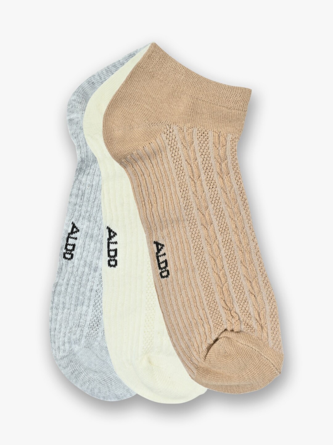 

ALDO Women Pack Of 3 Patterned Ankle-Length Socks, White