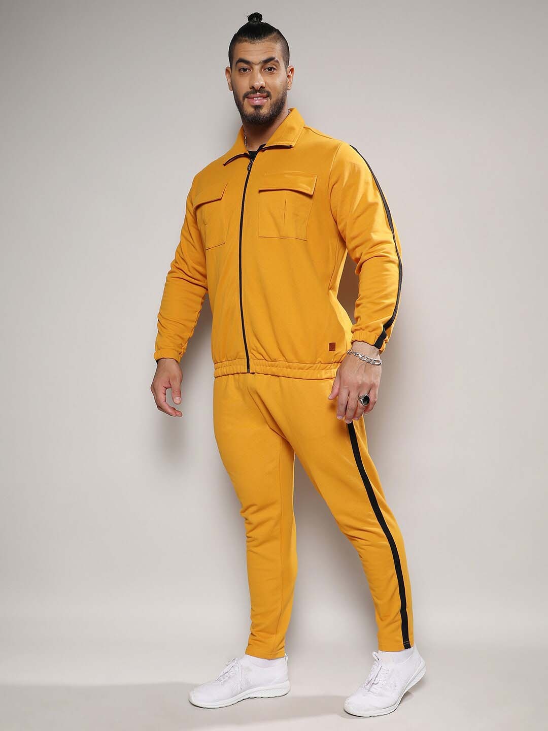 

Instafab Plus Mock Collar Mid-Rise Tracksuits, Mustard
