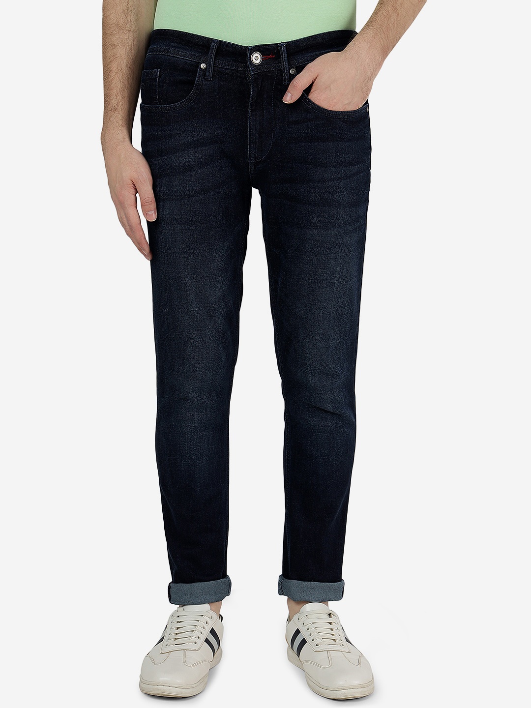 

JADE BLUE Men Clean Look Mid-Rise Slim Fit Cotton Jeans