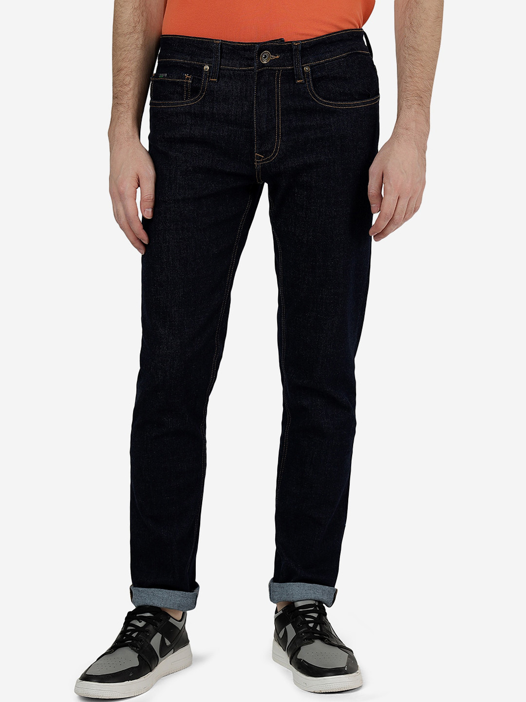

JADE BLUE Men Clean Look Mid-Rise Straight Fit Cotton Jeans