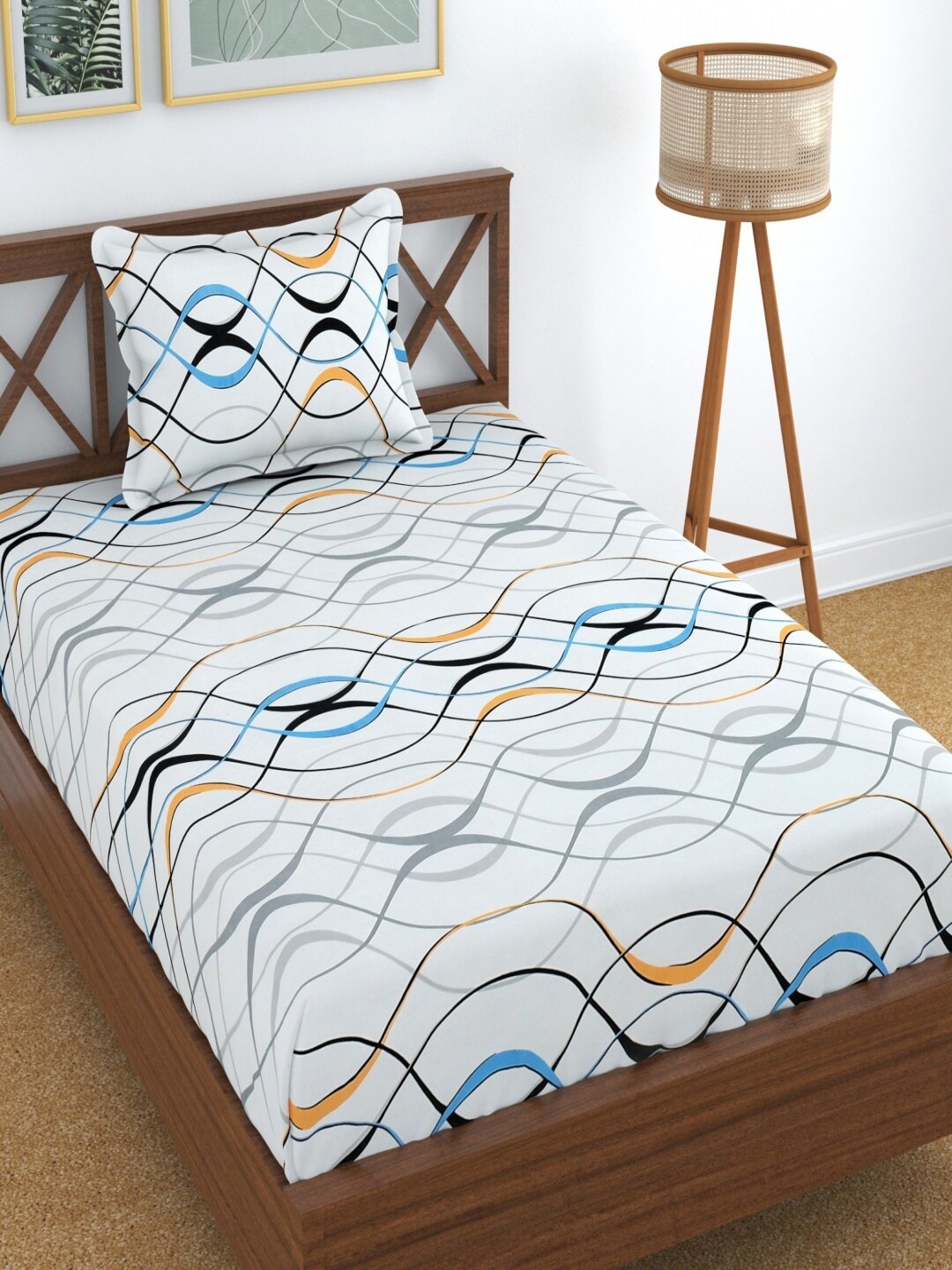 

Aura White Floral 180 TC Single Bedsheet with 1 Pillow Covers