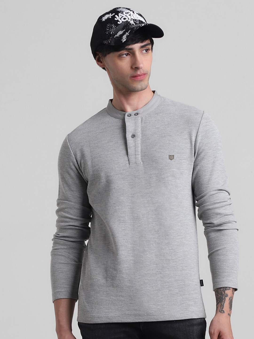 

Jack & Jones Henley Neck Slim Fit T-shirt, Grey