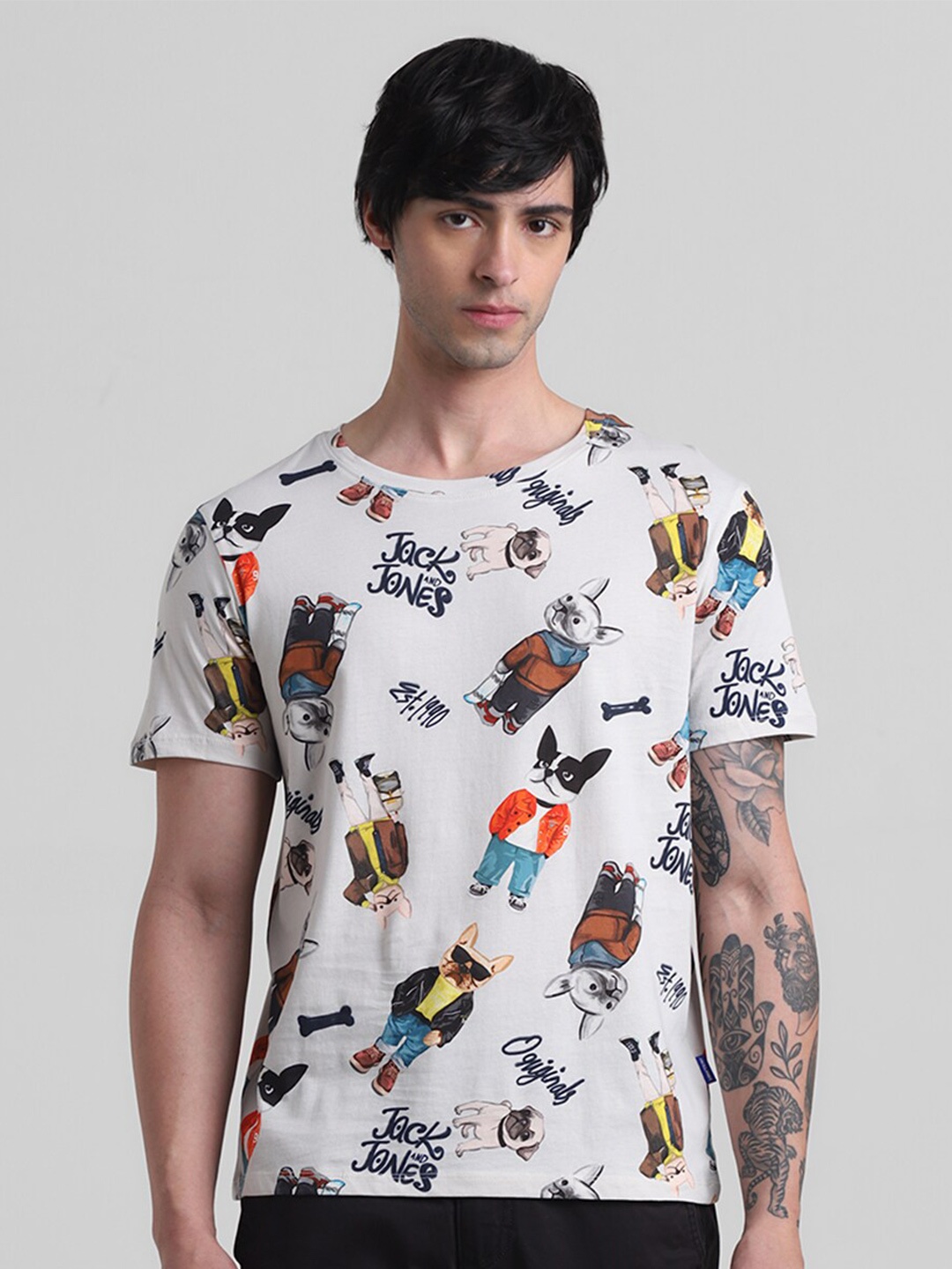 

Jack & Jones Conversational Printed Pure Cotton T-shirt, White