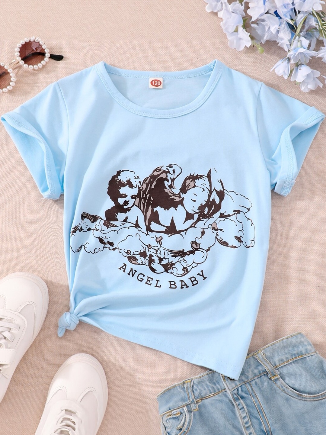 

StyleCast Girls Blue Graphic Printed Cotton T-shirt