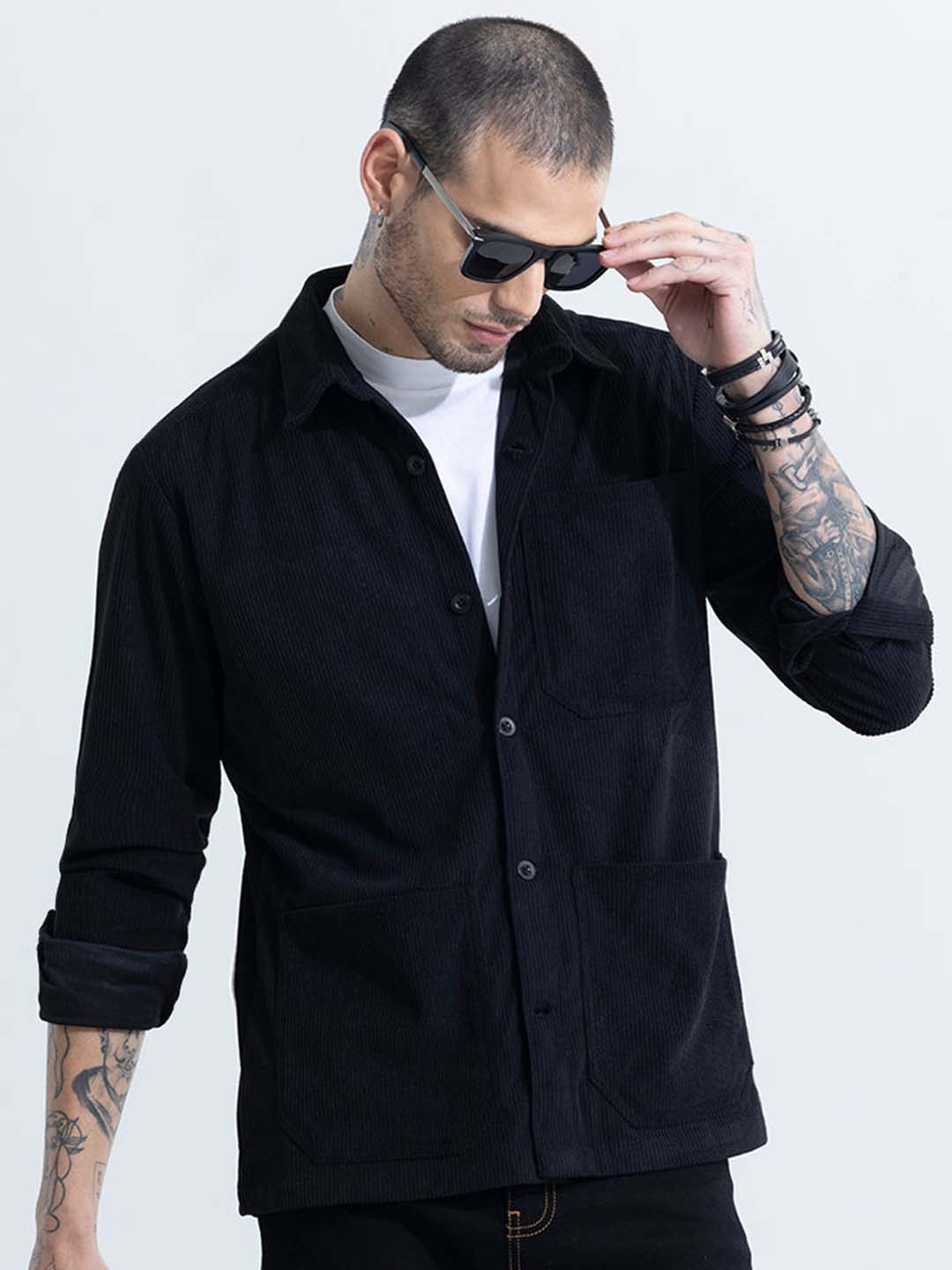 

Snitch Classic Striped Tailored Fit Shirt, Black