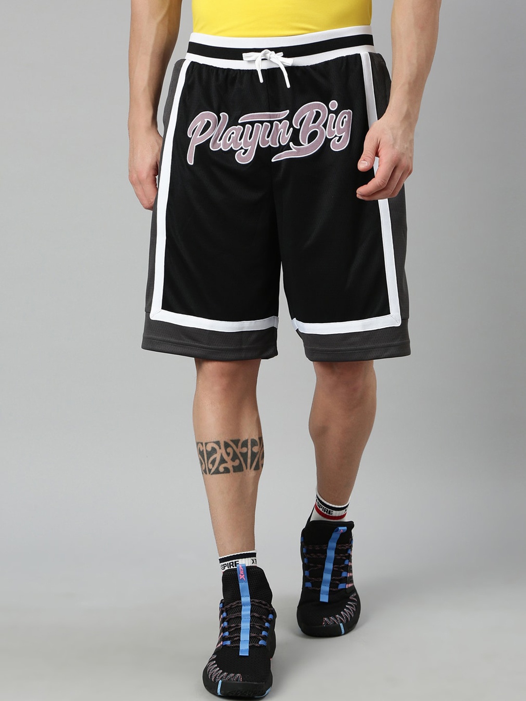 

Xtep Men Typography Printed Loose Fit Running Shorts, Black