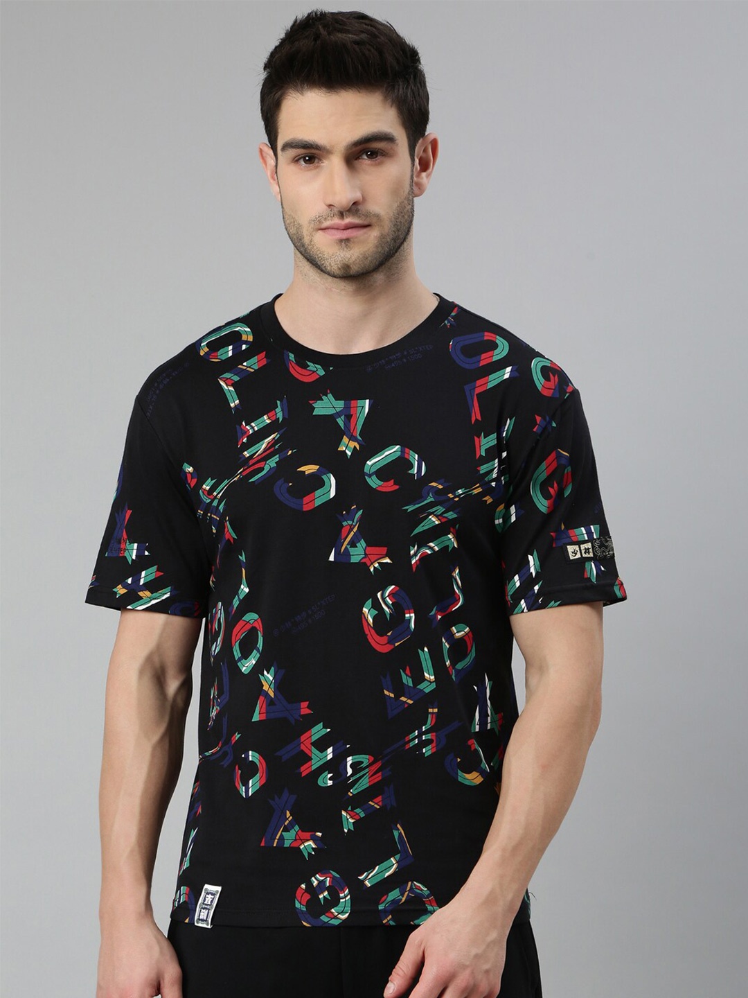 

Xtep Typography Printed Pure Cotton Sports T-shirt, Black