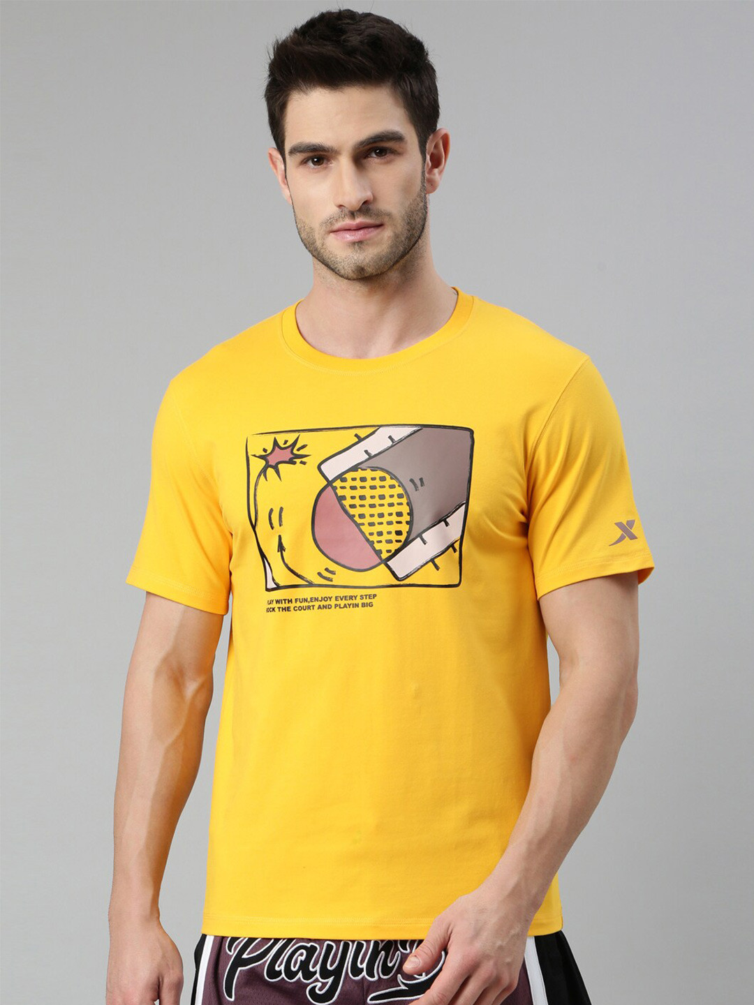 

Xtep Graphic Printed Moisture Wicking Basketball T-shirt, Yellow
