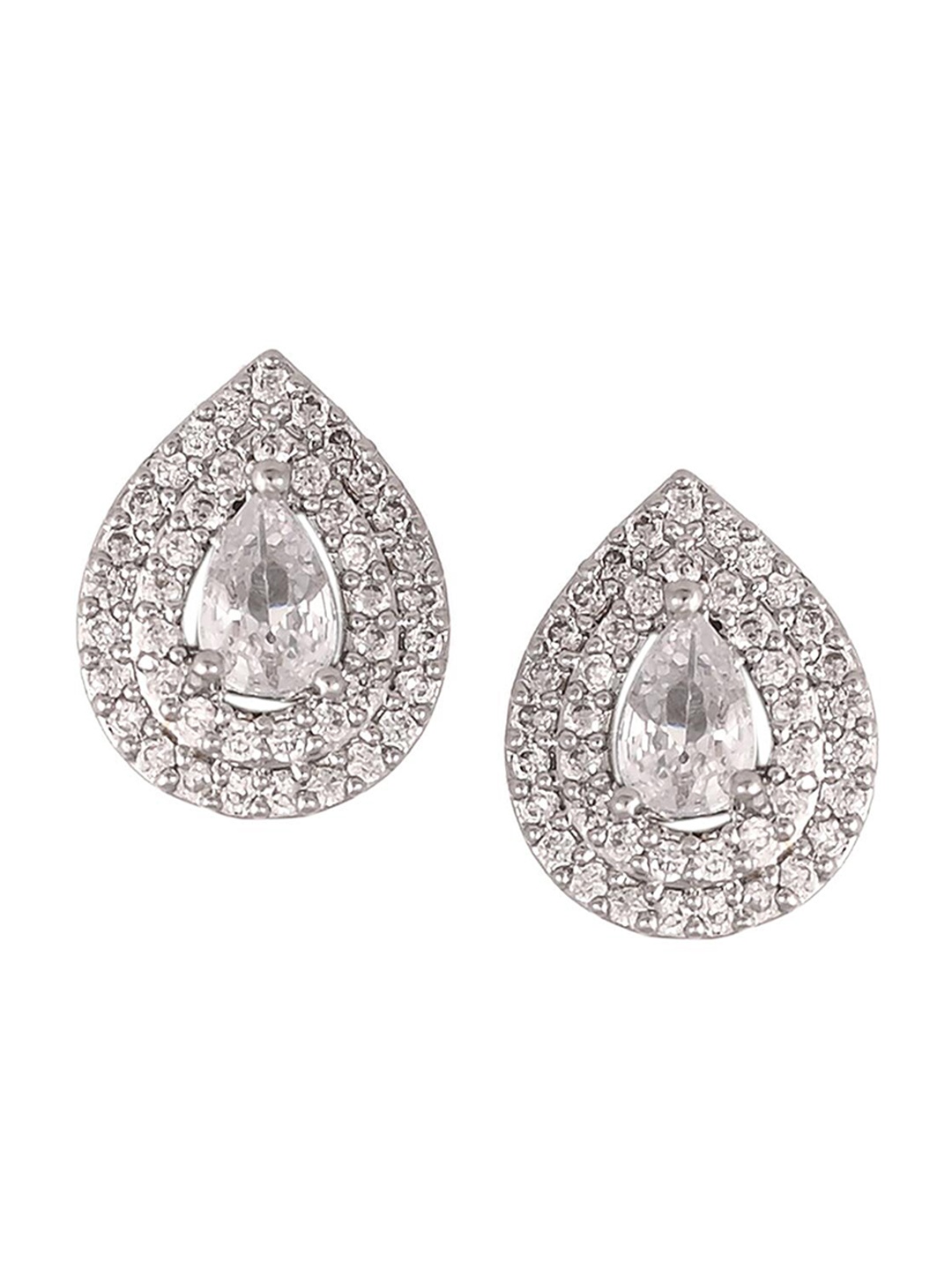 

RATNAVALI JEWELS Silver-Plated Classic Stud Earrings