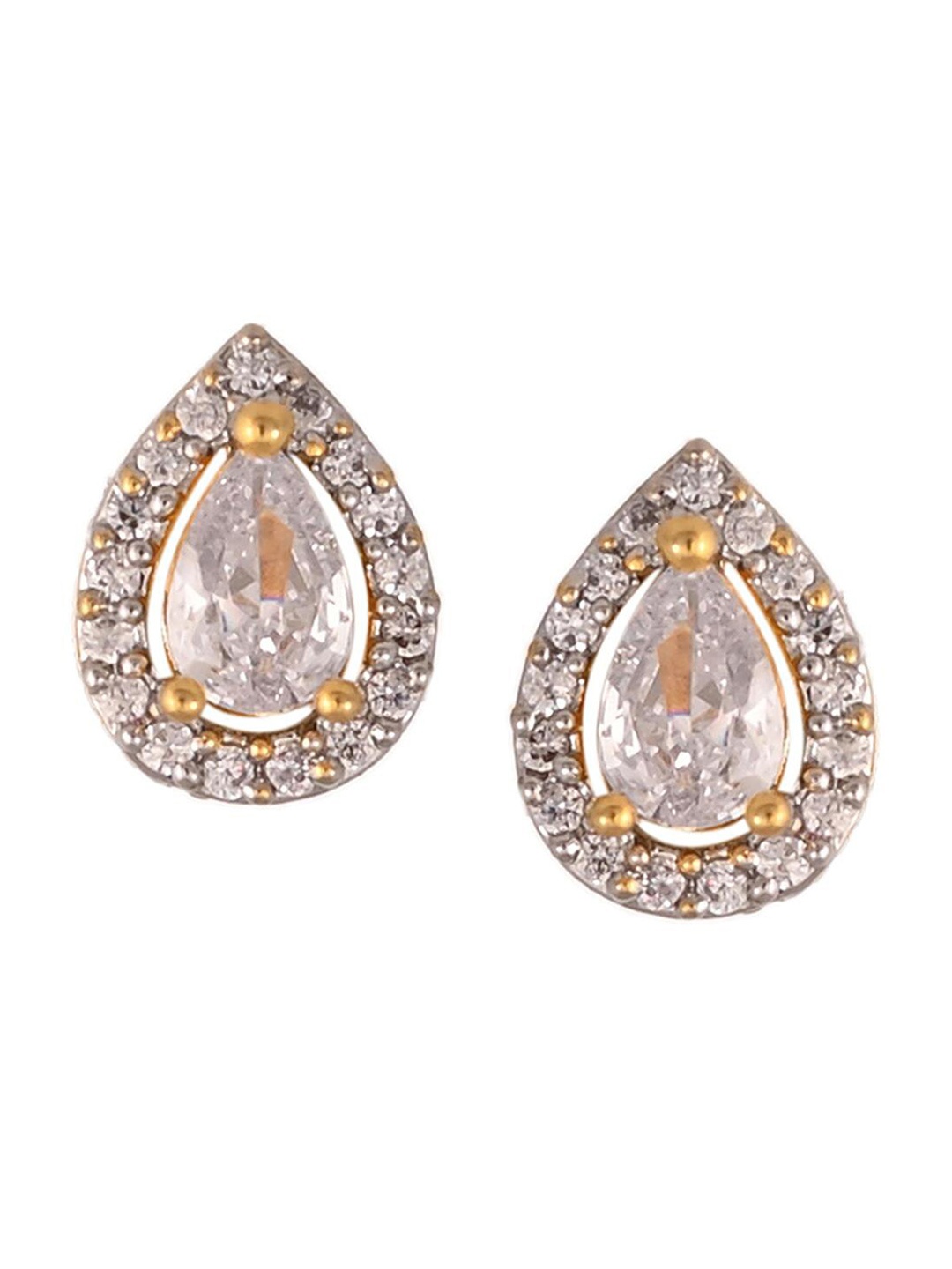 

RATNAVALI JEWELS Gold-Plated Classic Studs Earrings, White
