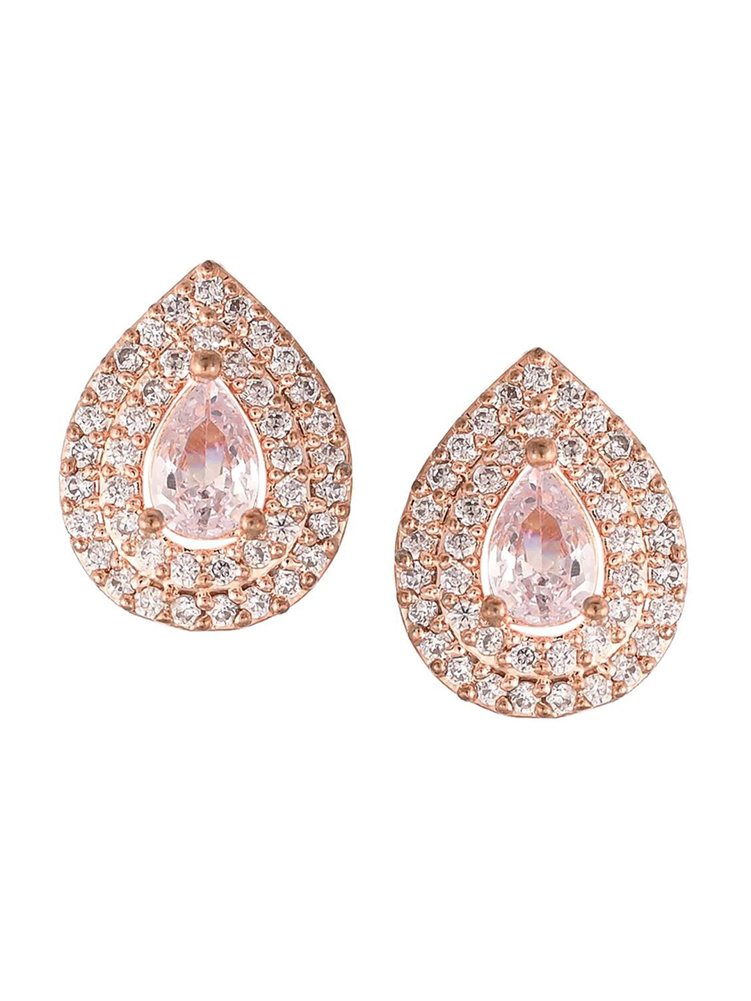 

RATNAVALI JEWELS Rose Gold-Plated Classic Studs Earrings