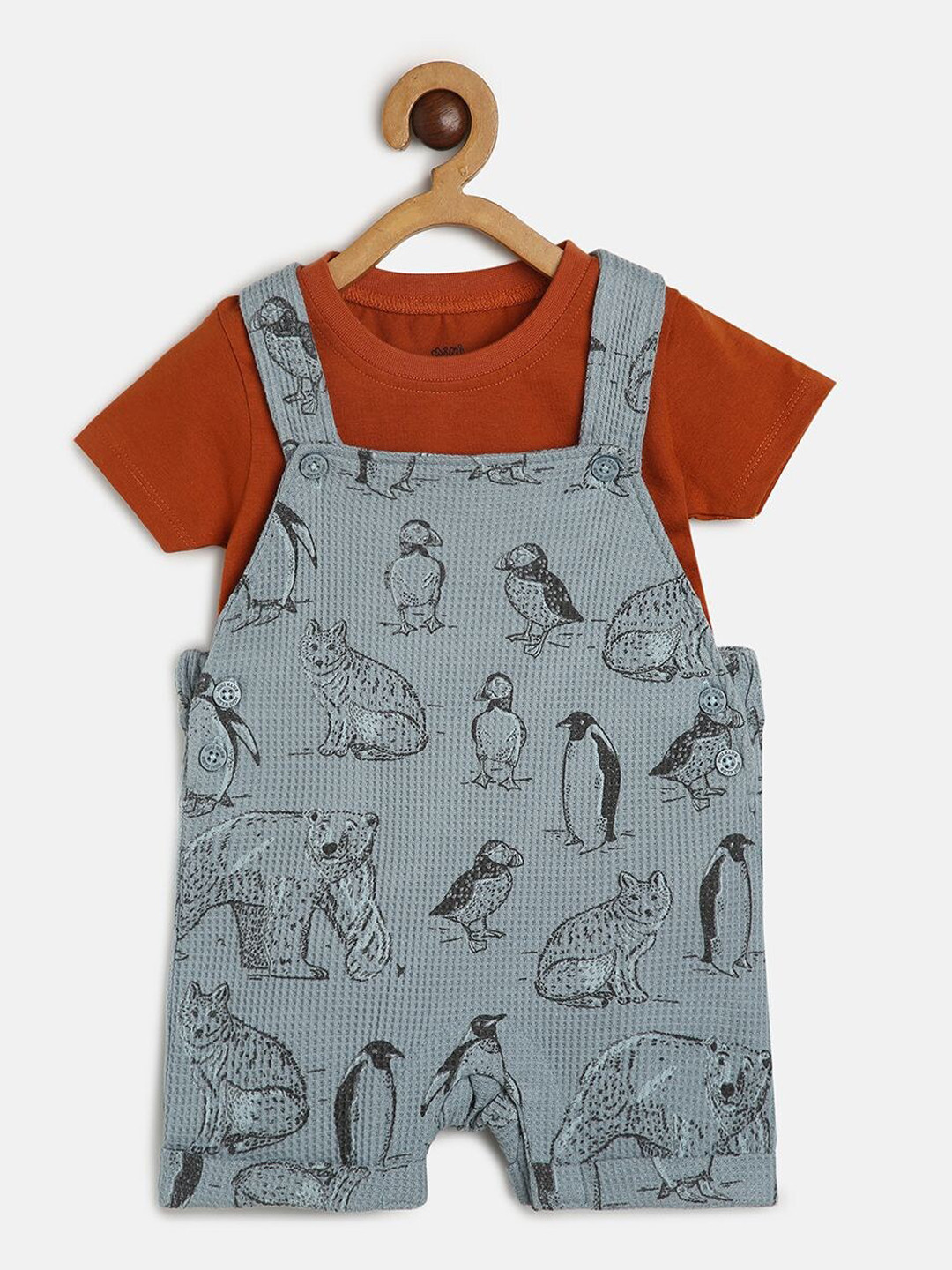 

MINI KLUB Infant Boys Graphic Printed Dungaree, Blue