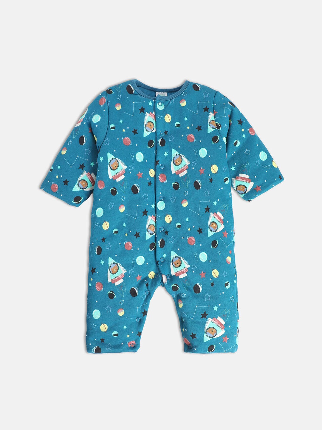 

MINI KLUB Infant Boys Conversational Printed Cotton Rompers, Blue