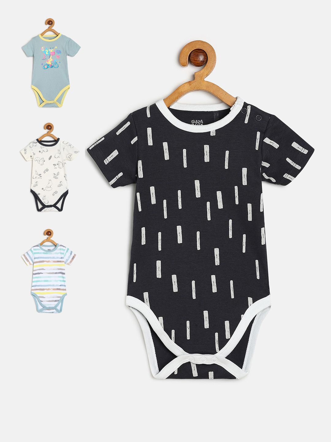

MINI KLUB Infants Pack Of 4 Printed Cotton Bodysuit, Cream