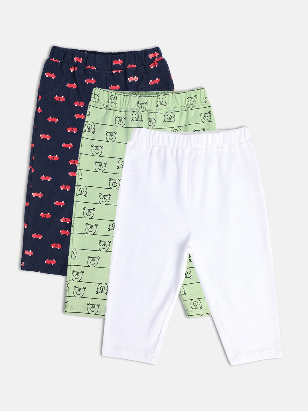 

MINI KLUB Infants Boys Pack of 3 Printed Pure Cotton Track Pants, Blue