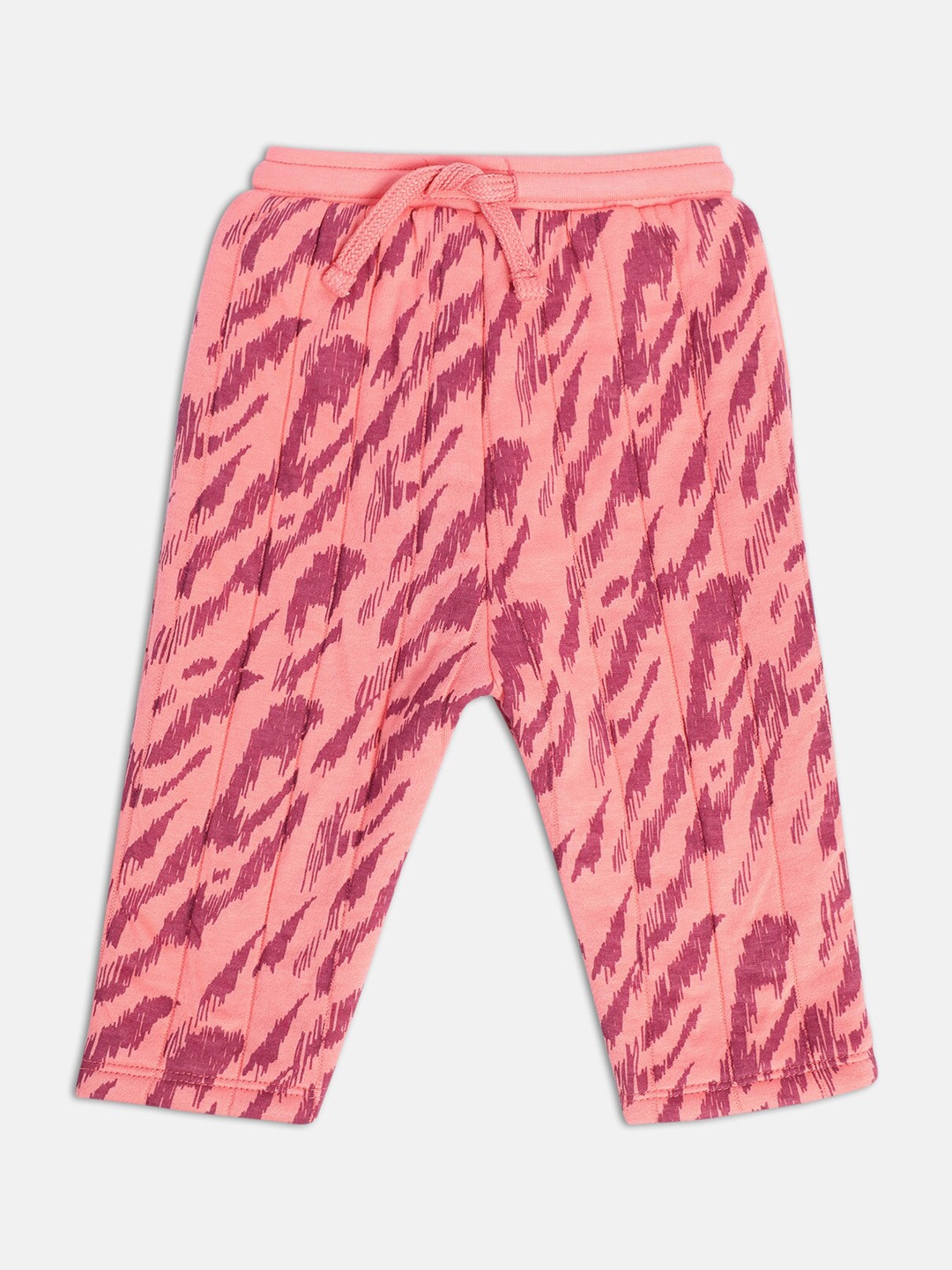 

MINI KLUB Girls Printed Pure Cotton Mid-Rise Track Pants, Coral