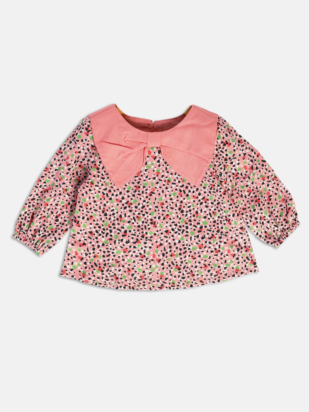 

MINI KLUB Girls Abstract Printed Pure Cotton Top, Coral