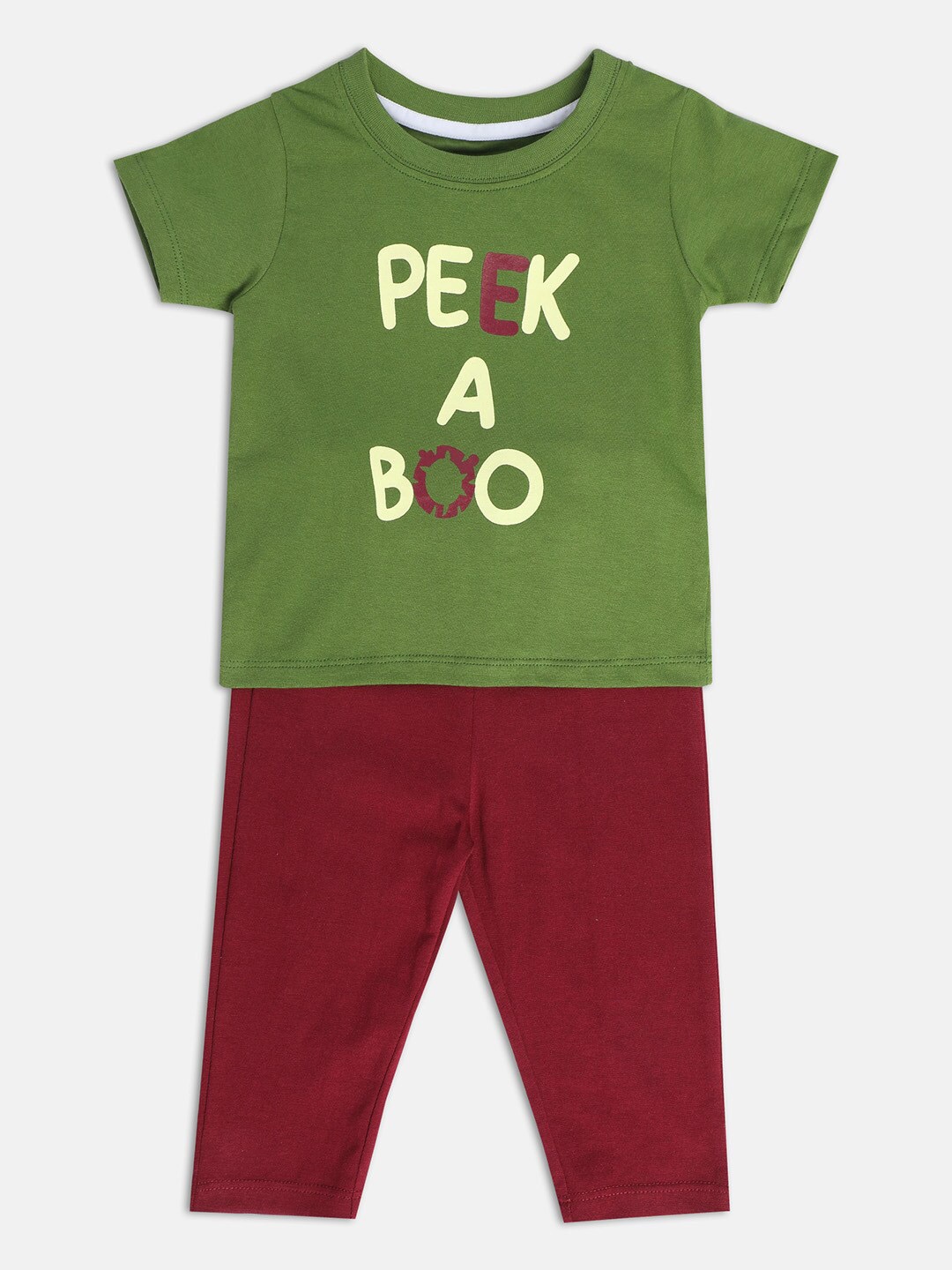 

MINI KLUB Infants Boys Pack Of 2 Typographic Printed Pure Cotton Clothing Set, Green