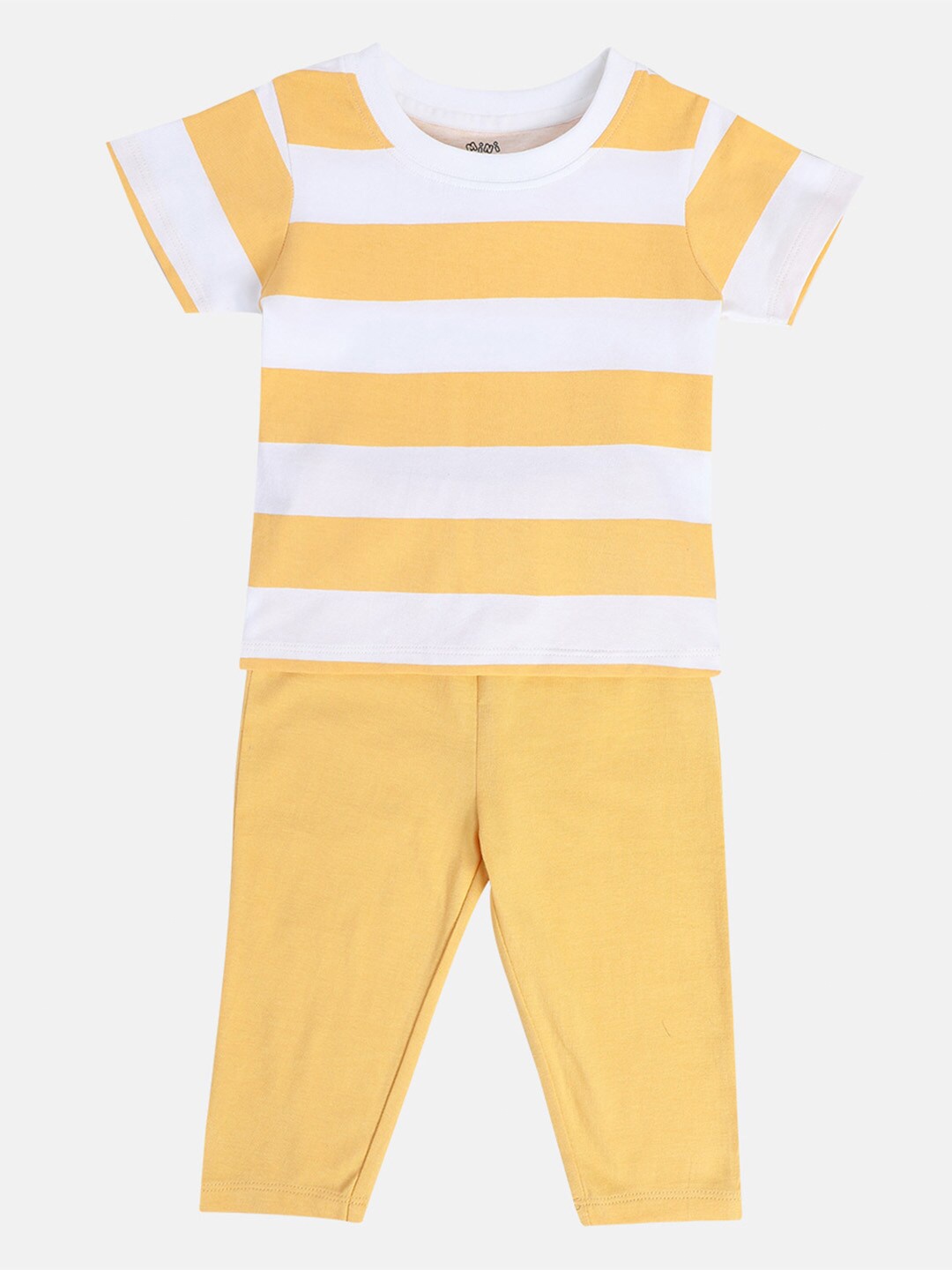 

MINI KLUB Infants Boys Pack Of 2 Striped Pure Cotton Clothing Set, Yellow