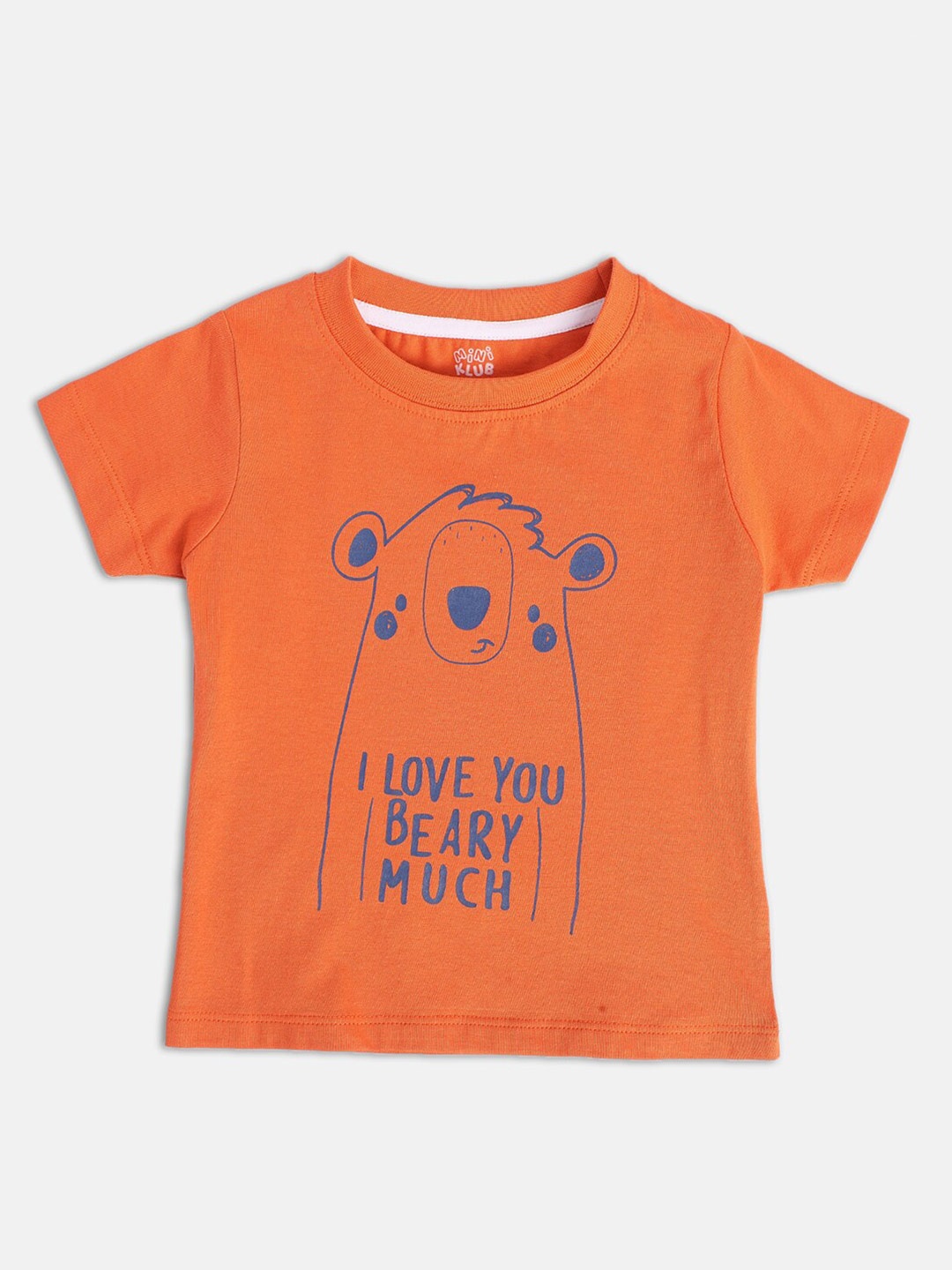 

MINI KLUB Boys Typography Printed Pure Cotton T-Shirt, Orange
