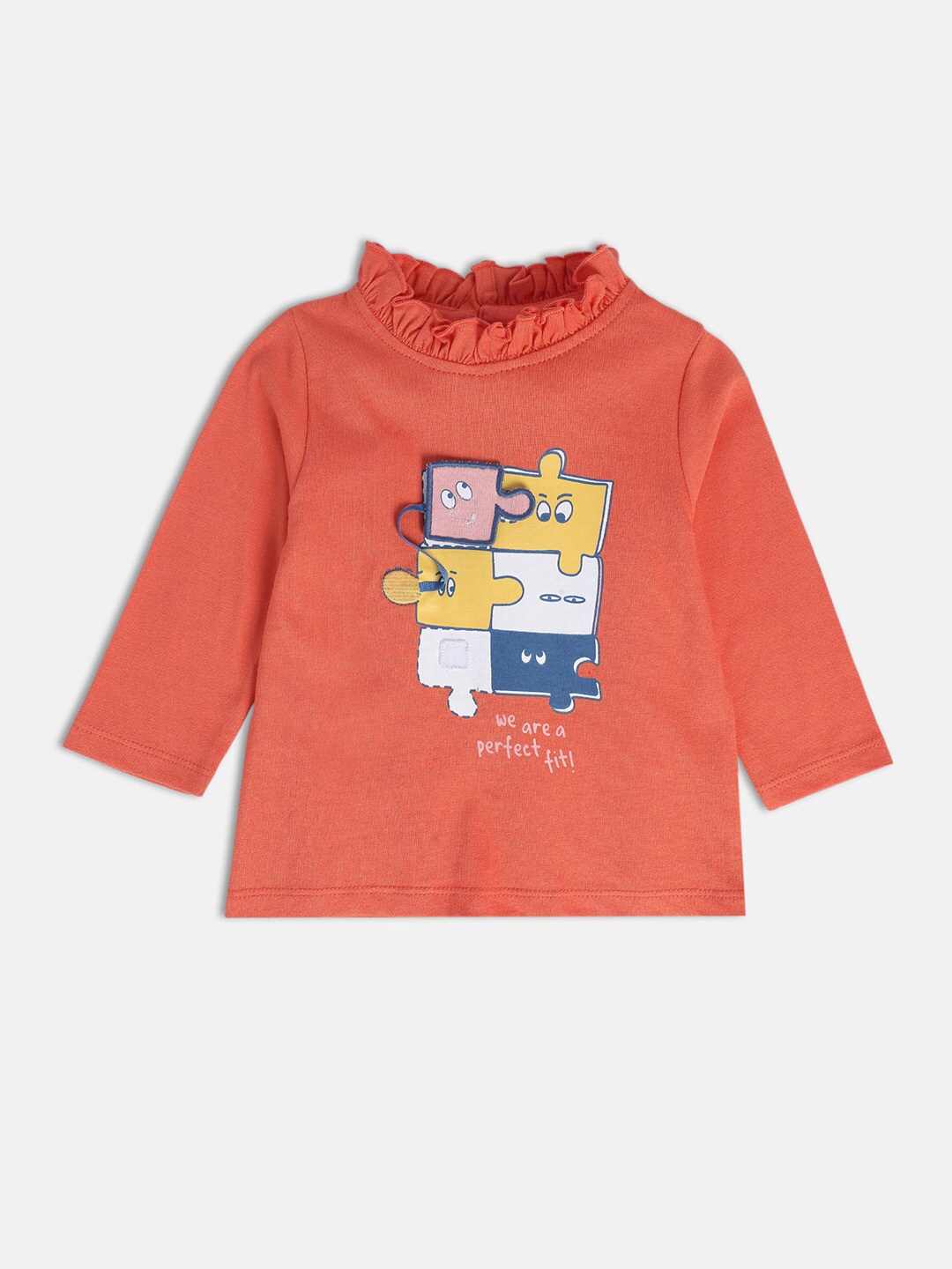 

MINI KLUB Infants Girls Graphic Printed Cotton Top, Orange