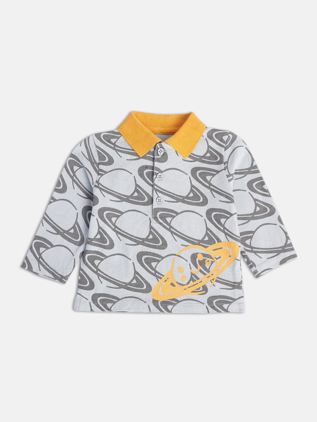 

MINI KLUB Boys Graphic Printed Polo Collar T-shirt, Grey