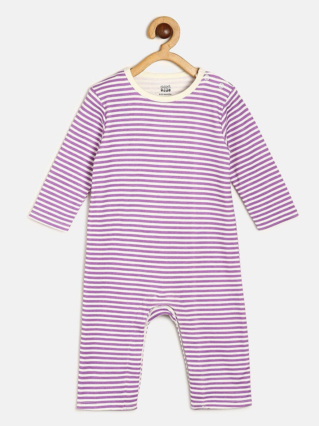 

MINI KLUB Infant Girls Cotton Striped Romper, Purple