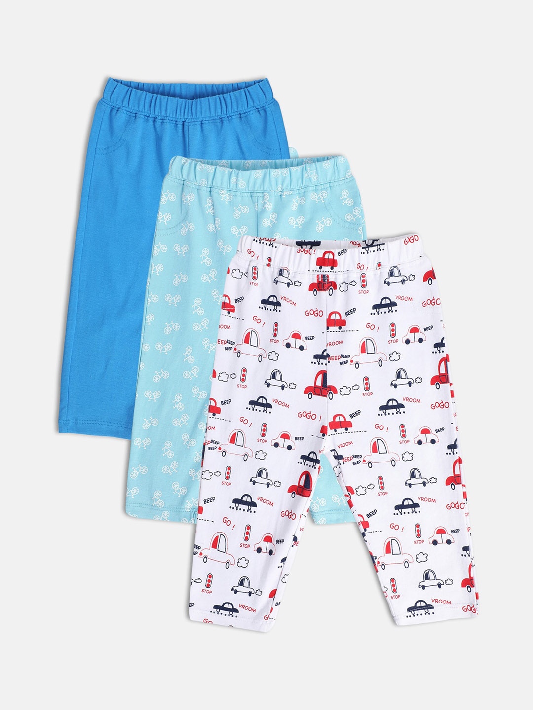 

MINI KLUB Boys Pack of 3 Printed Pure Cotton Track Pants, White