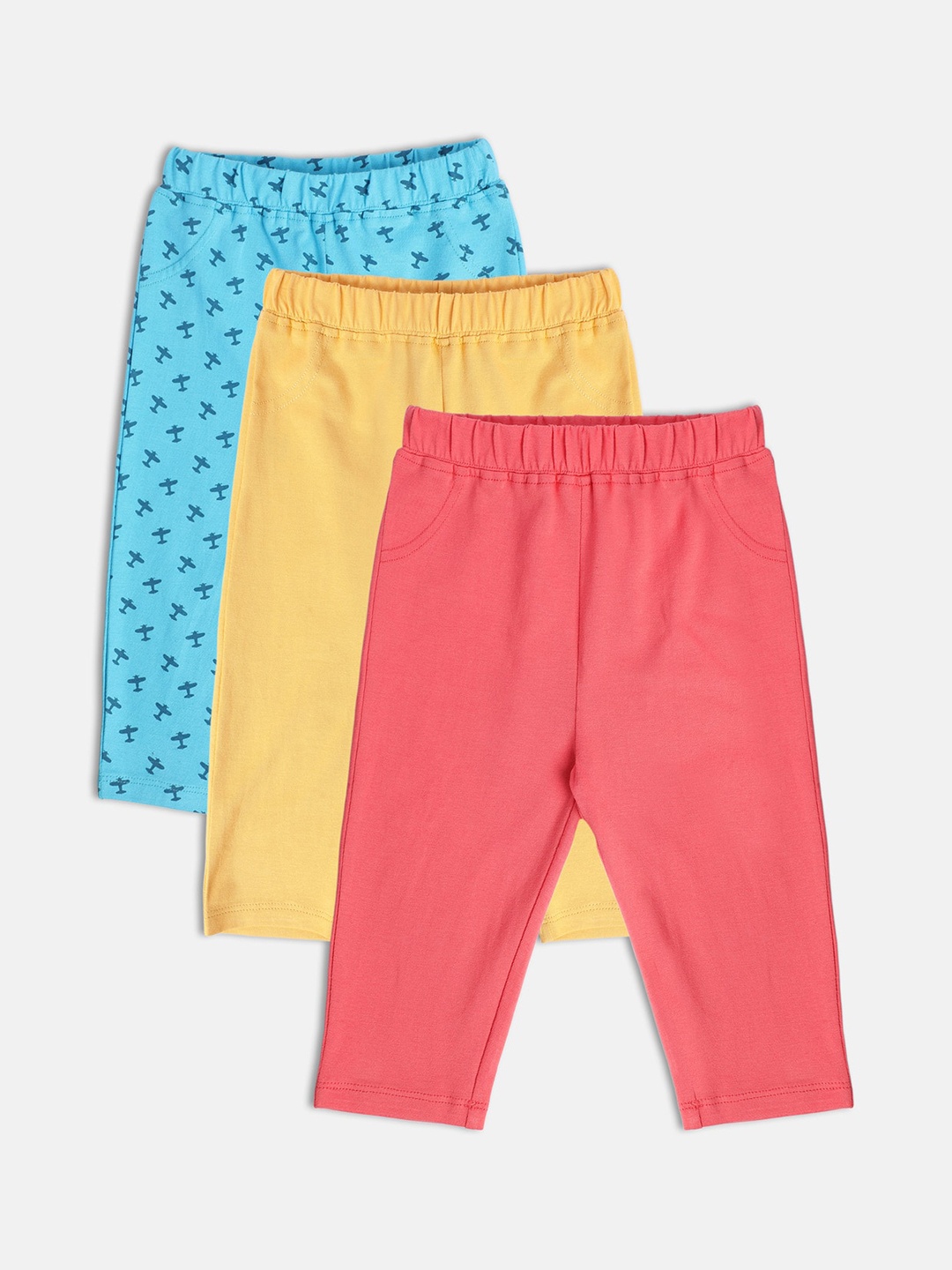 

MINI KLUB Boys Pack of 3 Printed Pure Cotton Track Pants, Blue