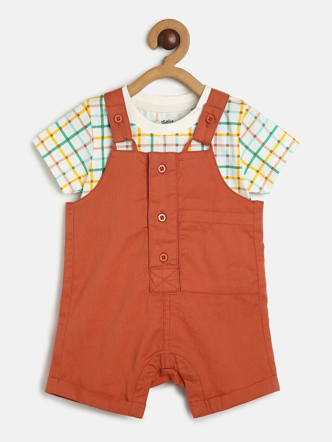 

MINI KLUB Infant Boys Pure Cotton Dungaree With T-Shirt, Rust