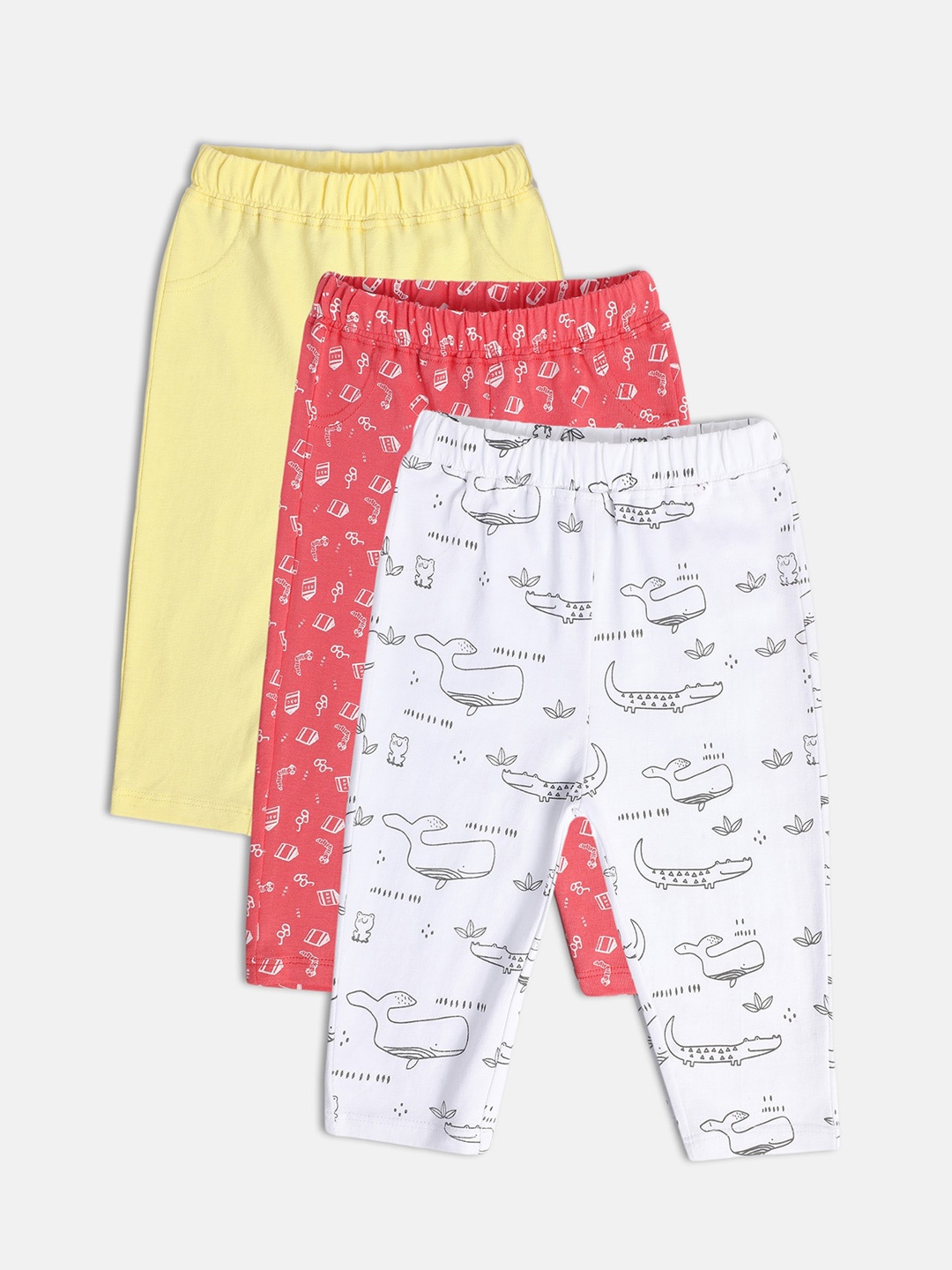 

MINI KLUB Boys Pack of 3 Printed Pure Cotton Track Pants, White