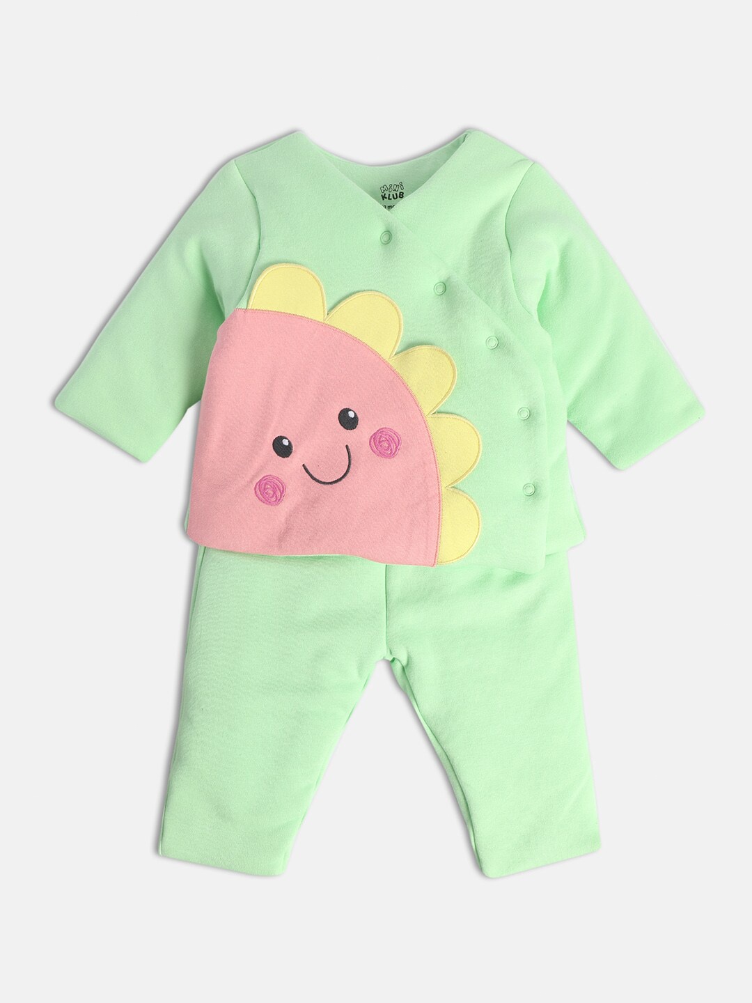 

MINI KLUB Girls Self-Design Top & Trousers, Green
