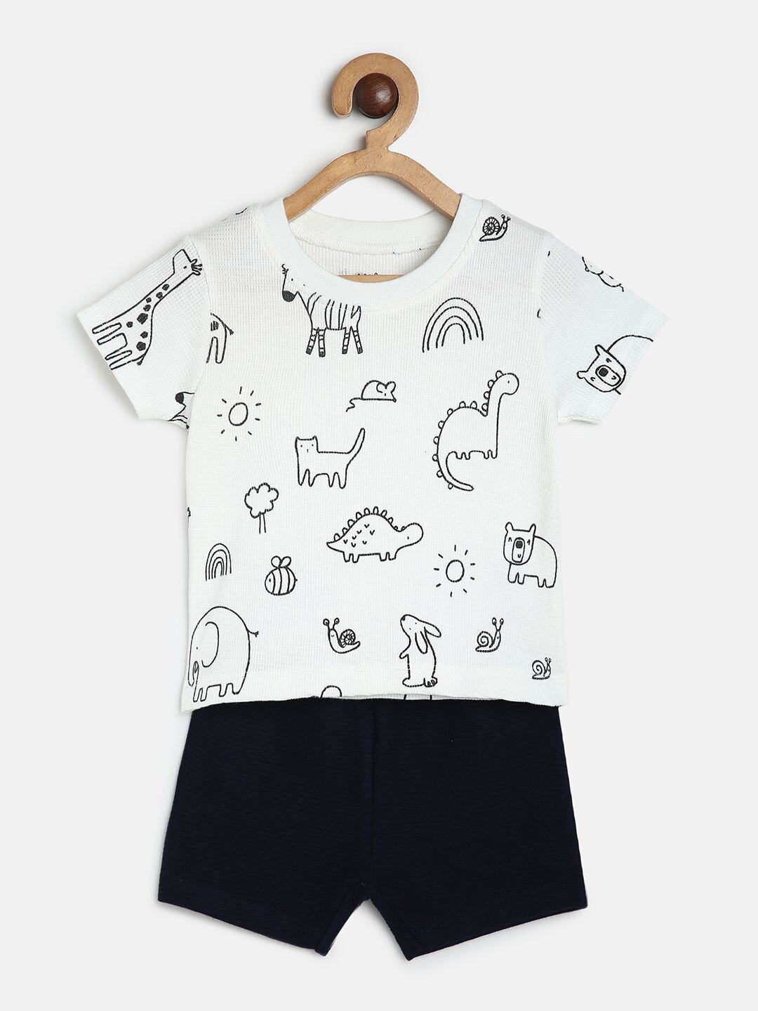 

MINI KLUB Infants Boys Conversational Printed T-shirt With Shorts, White