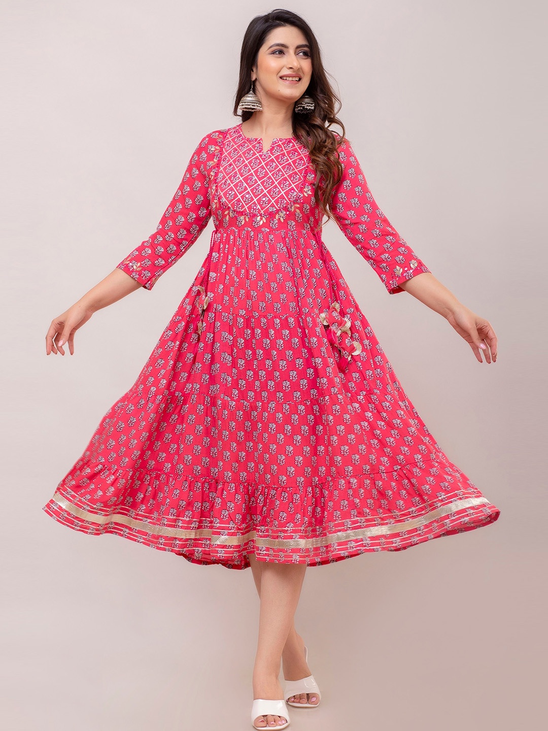 

SP DESIGNS Ethnic Motifs Printed Ethnic Dress, Pink